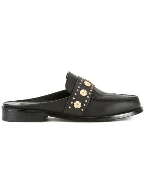 black backless loafers