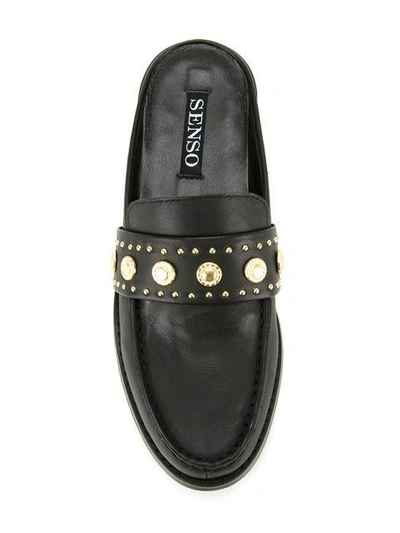 Senso Ciara Leather Backless Loafers In Black