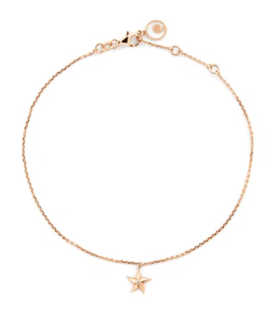 Bee Goddess Rose Gold And Diamond Starfish Anklet In Gold