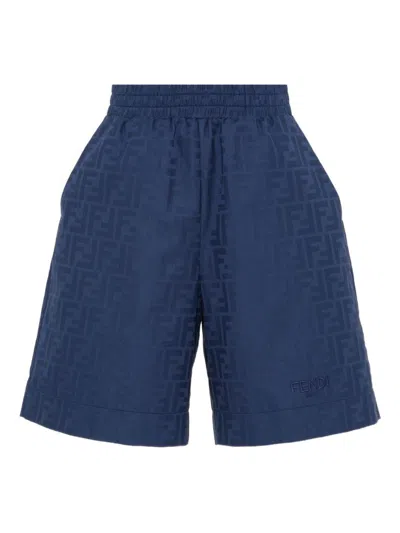 Fendi Logo-pattern Shorts In Blue