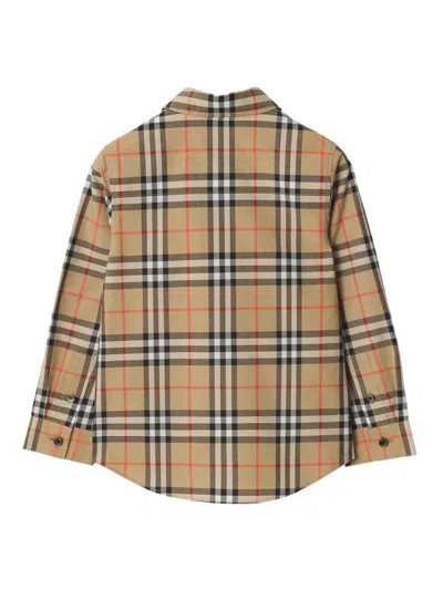 Burberry Childrens Check Cotton Shirt In Gray
