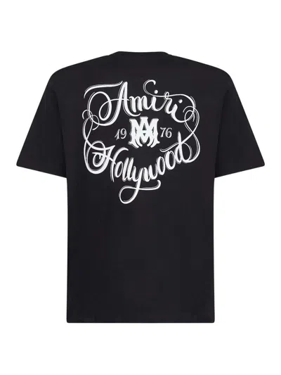 Amiri Graphic Print Crew Neck Short Sleeve Top In Black