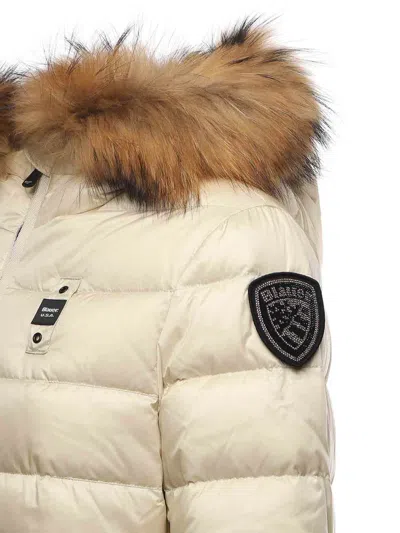 Blauer Kristin Long Down Jacket With Fur In Neutral