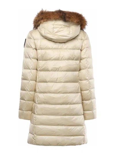 Blauer Kristin Long Down Jacket With Fur In Neutral