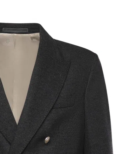 Eleventy Double-breasted Wool Jacket In Gray