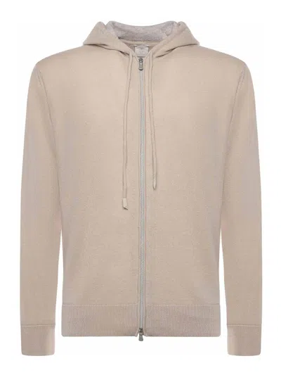Eleventy Cashmere Zip-up Sweatshirt In Brown