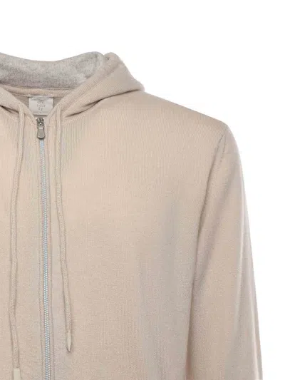 Eleventy Cashmere Zip-up Sweatshirt In Brown