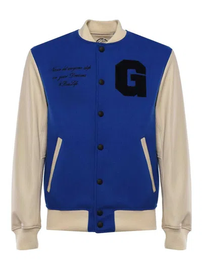 Giuliano Galiano Patchwork Baseball Jacket In Blue