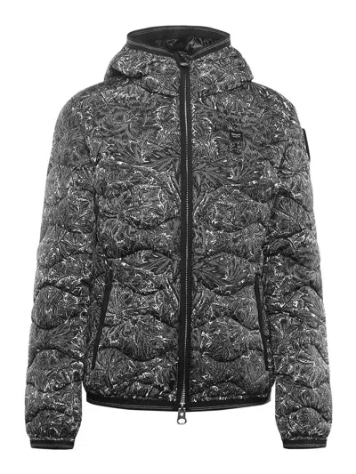 Blauer Camellia Wave-print Down Jacket In Red