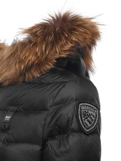 Blauer Kristin Long Down Jacket With Fur In Multi