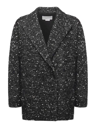 Genny Wool Pea Coat In Black