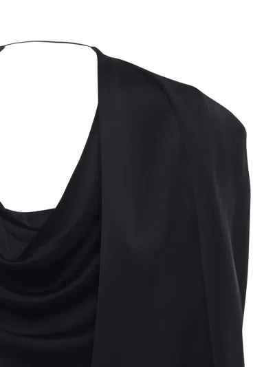 Genny Satin Cape With Drape In Black