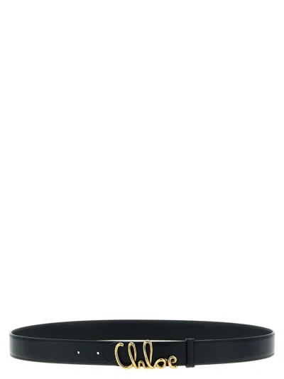 Chloé Iconic Leather Belt Adjustable Length In Black