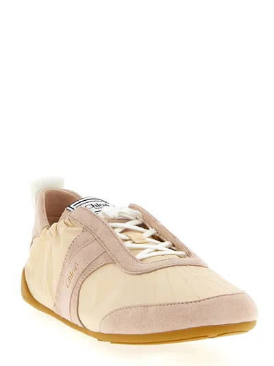 Chloé Kick Beige Sneaker With Side Lettering Logo And Elasticated Details In Fabric Woman
