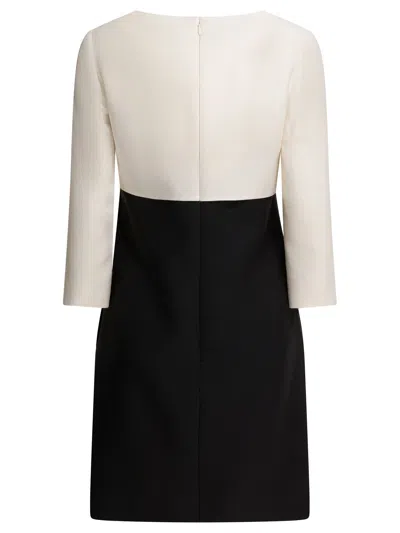 Valentino Garavani Crepe Couture Short Dress With Bow And Contrasting Sleeves Clothing In Black