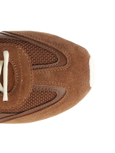 Tory Burch Field Sneaker In Suede And Mesh Cognac Color In Brown