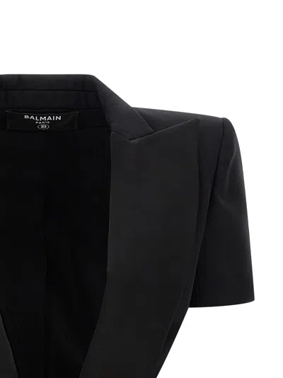 Balmain Grain De Poudre Blazer Blazers Black In Black