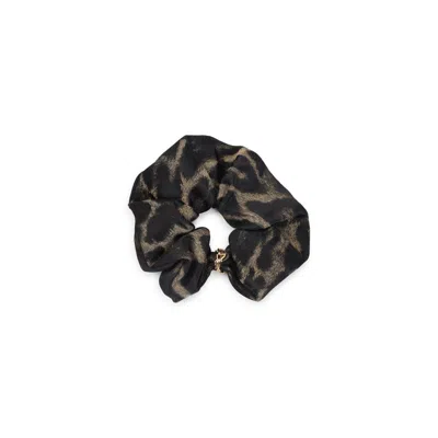 Saint Laurent Silk And Cashmere Scrunchie With Cassandre In Black