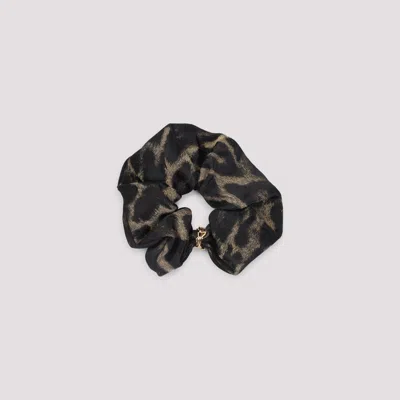 Saint Laurent Silk And Cashmere Scrunchie With Cassandre In Black