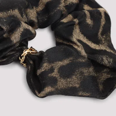 Saint Laurent Silk And Cashmere Scrunchie With Cassandre In Black