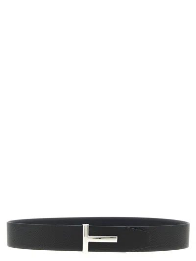 Tom Ford Hammered Reversible Belt Belts Multicolor In Blue