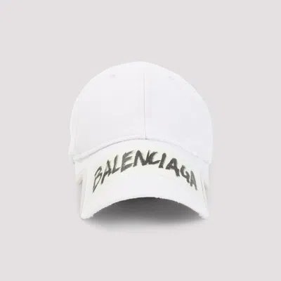 Balenciaga Baseball Cap Curved Brim Structured Eyelet Vents In White