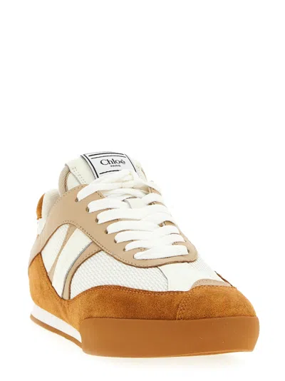 Chloé Chloe Chloe Kick Brown And White Sneakers In Mesh And Leather Women