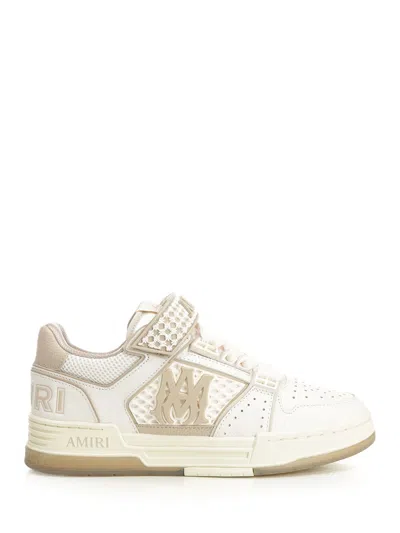 Amiri Men 'skyline' Beige Sneaker With Maxi Logo On The Side And Velcro Strap With Logo In Leather M In White