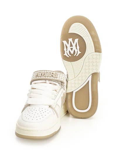 Amiri Men 'skyline' Beige Sneaker With Maxi Logo On The Side And Velcro Strap With Logo In Leather M In White