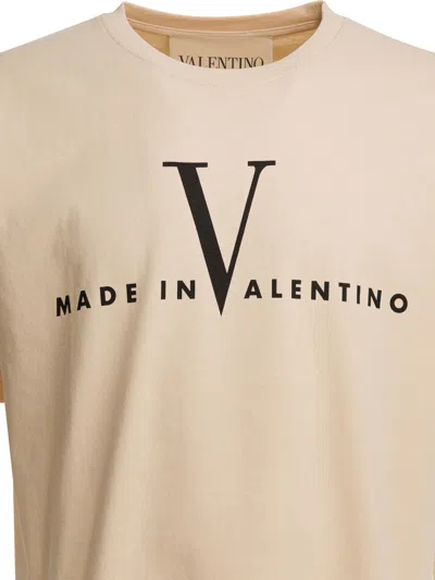 Valentino Garavani Cotton T-shirt With Made In Print Clothing In Nude