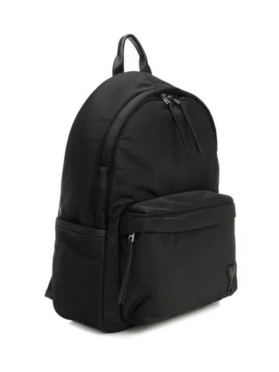 Ami Alexandre Mattiussi Ami Backpack Bag In Smooth Black Polyamide In Black