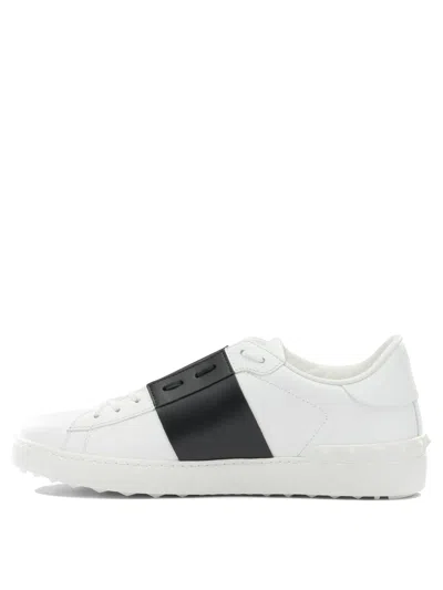 Valentino Garavani Open Leather Sneakers With Contrast Band And Stud Details Shoes In White