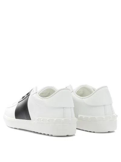 Valentino Garavani Open Leather Sneakers With Contrast Band And Stud Details Shoes In White