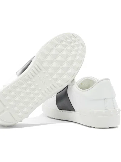 Valentino Garavani Open Leather Sneakers With Contrast Band And Stud Details Shoes In White