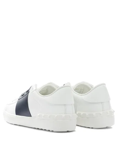 Valentino Garavani Open Leather Sneakers With Contrast Band And Stud Details Shoes In White