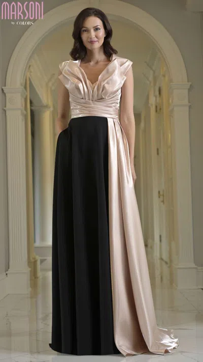 Marsoni M345 Long A Line Formal Evening Dress In Silver