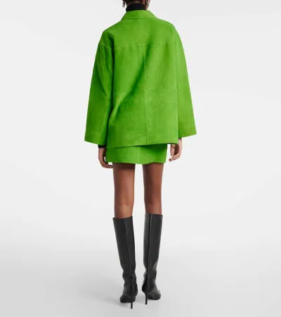 Staud Crest Suede Mini Skirt In Green