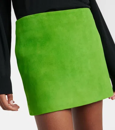 Staud Crest Suede Mini Skirt In Green