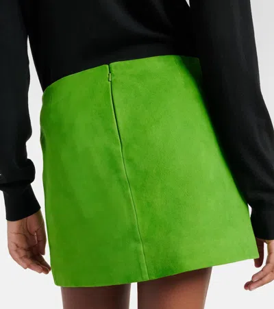Staud Crest Suede Mini Skirt In Green
