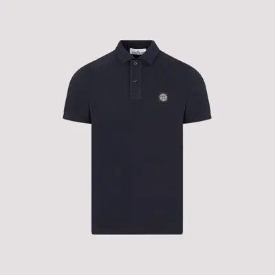 Stone Island Mens Black Brand-patch Regular-fit Stretch-cotton Polo Shirt Xl In Blue