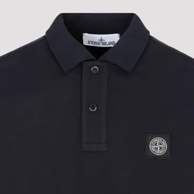 Stone Island Mens Black Brand-patch Regular-fit Stretch-cotton Polo Shirt Xl In Blue
