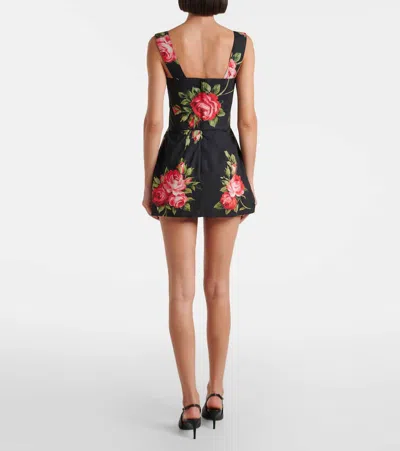 Dolce & Gabbana Floral-print Cotton Bustier Mini Dress In Black