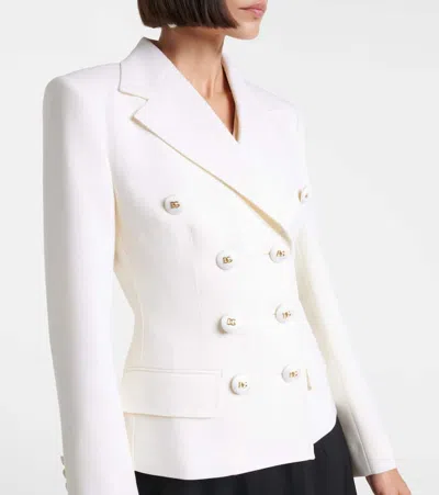 Dolce & Gabbana Double-breasted Wool-blend Blazer In White
