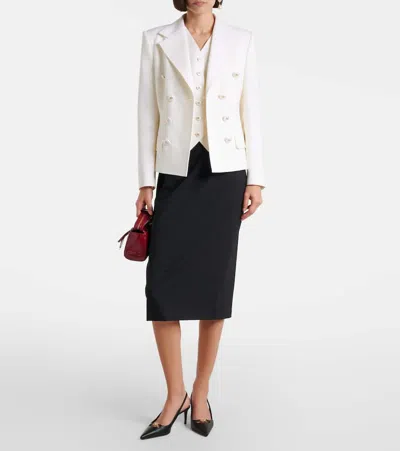 Dolce & Gabbana Double-breasted Wool-blend Blazer In White