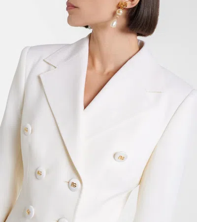Dolce & Gabbana Double-breasted Wool-blend Blazer In White