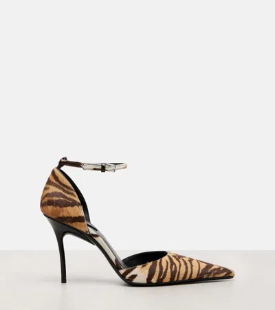 Alaïa Womens Azzedine Alaia Drop 90 Brushed-hair Leather Pumps In Brown