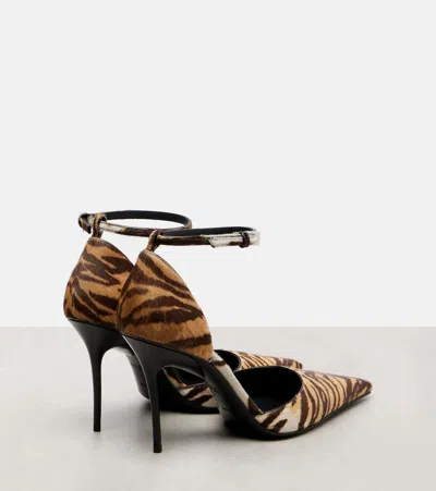 Alaïa Womens Azzedine Alaia Drop 90 Brushed-hair Leather Pumps In Brown