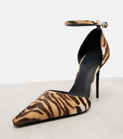 Alaïa Womens Azzedine Alaia Drop 90 Brushed-hair Leather Pumps In Brown