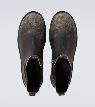 Balenciaga Strike Distressed Leather Chelsea Boots In Black