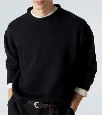 Studio Nicholson Wool And Cotton Sweater In Black